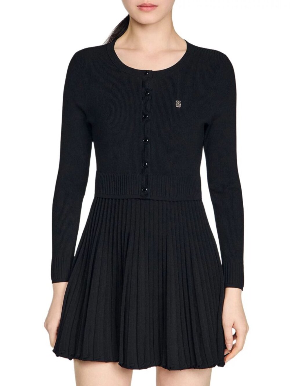 Ruby Pleated Knit Short Dress